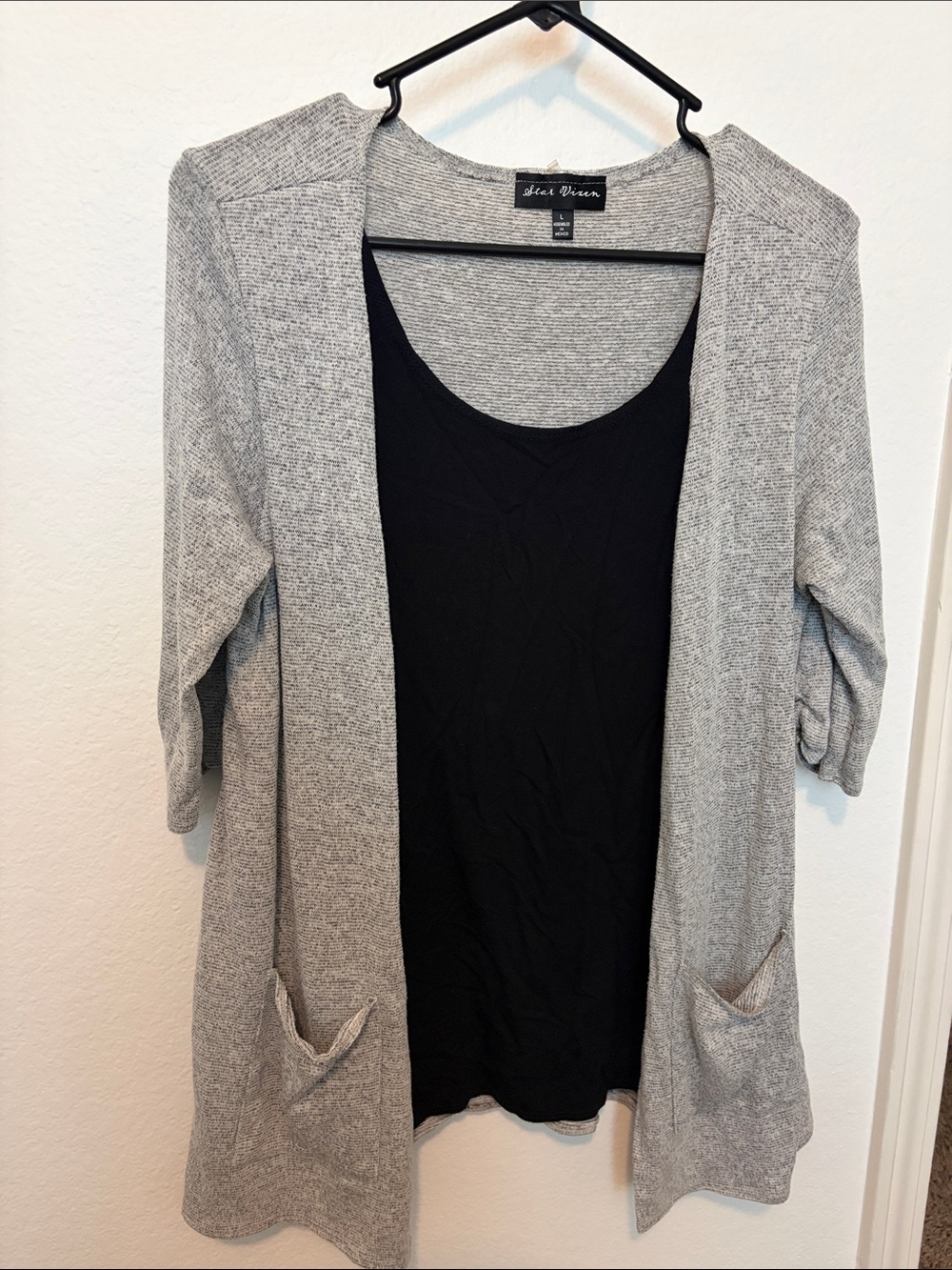 Star Vixen Gray Open-Front Cardigan with Black Tank